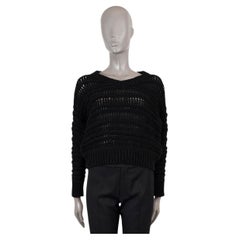 BRUNELLO CUCINELLI black cotton CHUNKY CROCHET KNIT Sweater S