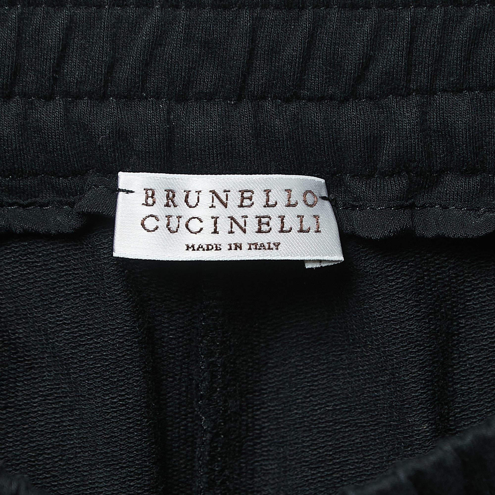 Brunello Cucinelli Joggers in cotone nero S In condizioni ottime in vendita a Dubai, Al Qouz 2