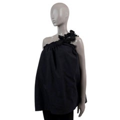 BRUNELLO CUCINELLI black cotton SEQUIN EMBELLISHED ONE SHOULDER Shirt S