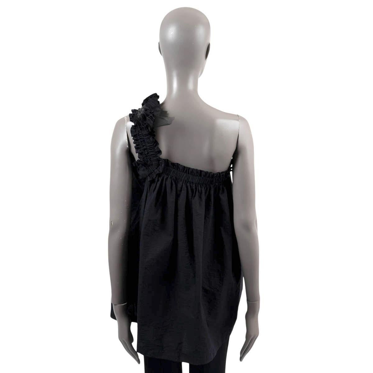 BRUNELLO CUCINELLI Chemise noire en coton ornée de sequins à une épaule S Excellent état - En vente à Zürich, CH