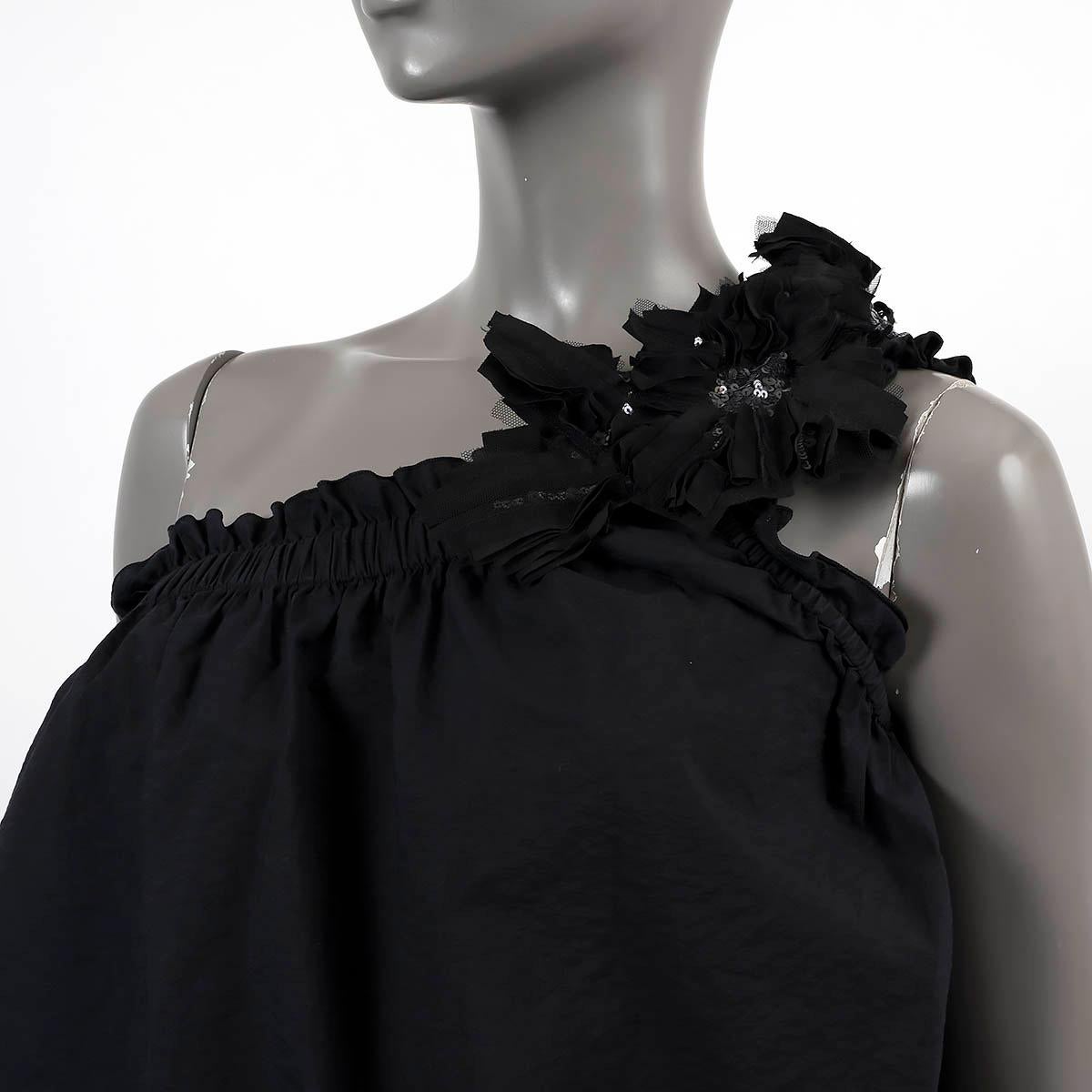 Women's BRUNELLO CUCINELLI black cotton SEQUIN EMBELLISHED ONE SHOULDER Shirt S For Sale