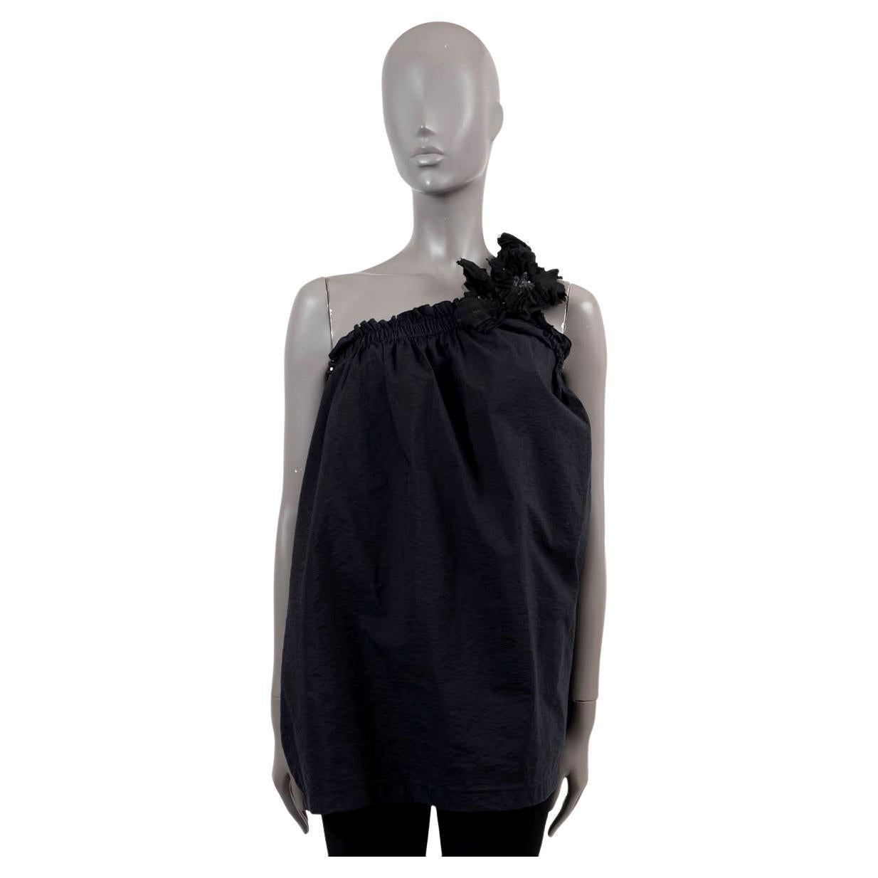 BRUNELLO CUCINELLI black cotton SEQUIN EMBELLISHED ONE SHOULDER Shirt S For Sale