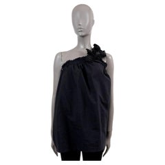 BRUNELLO CUCINELLI schwarzes Baumwollhemd mit SEQUIN- VERZIERUNG ONE SHOULDER Shirt S