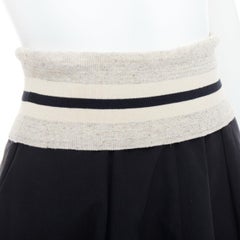 BRUNELLO CUCINELLI black cream cotton blend foldover waist midi skirt IT38 XS