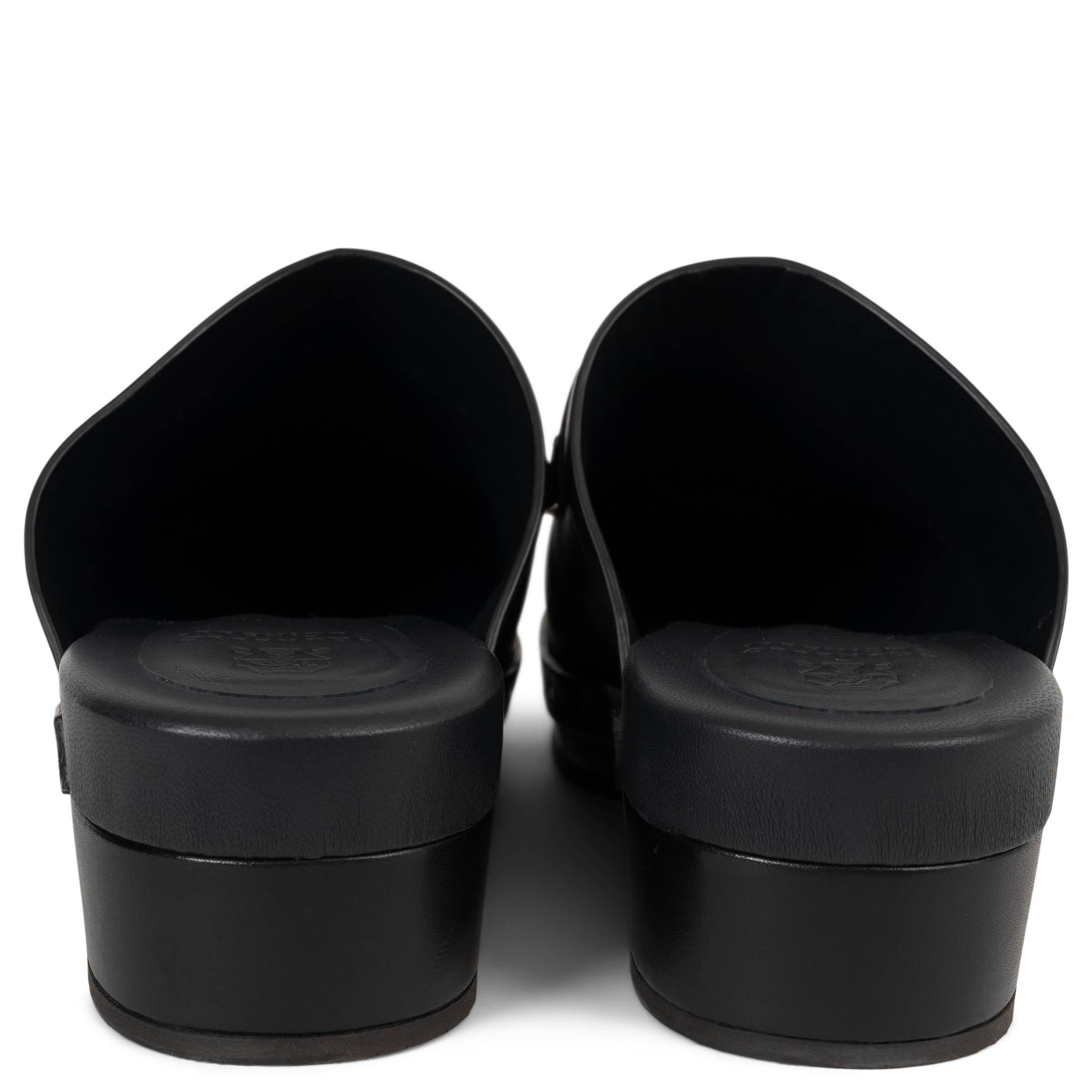 BRUNELLO CUCINELLI Schwarzes Leder 2022 MONILI CLOGS flache Schuhe aus Leder 38 Damen im Angebot