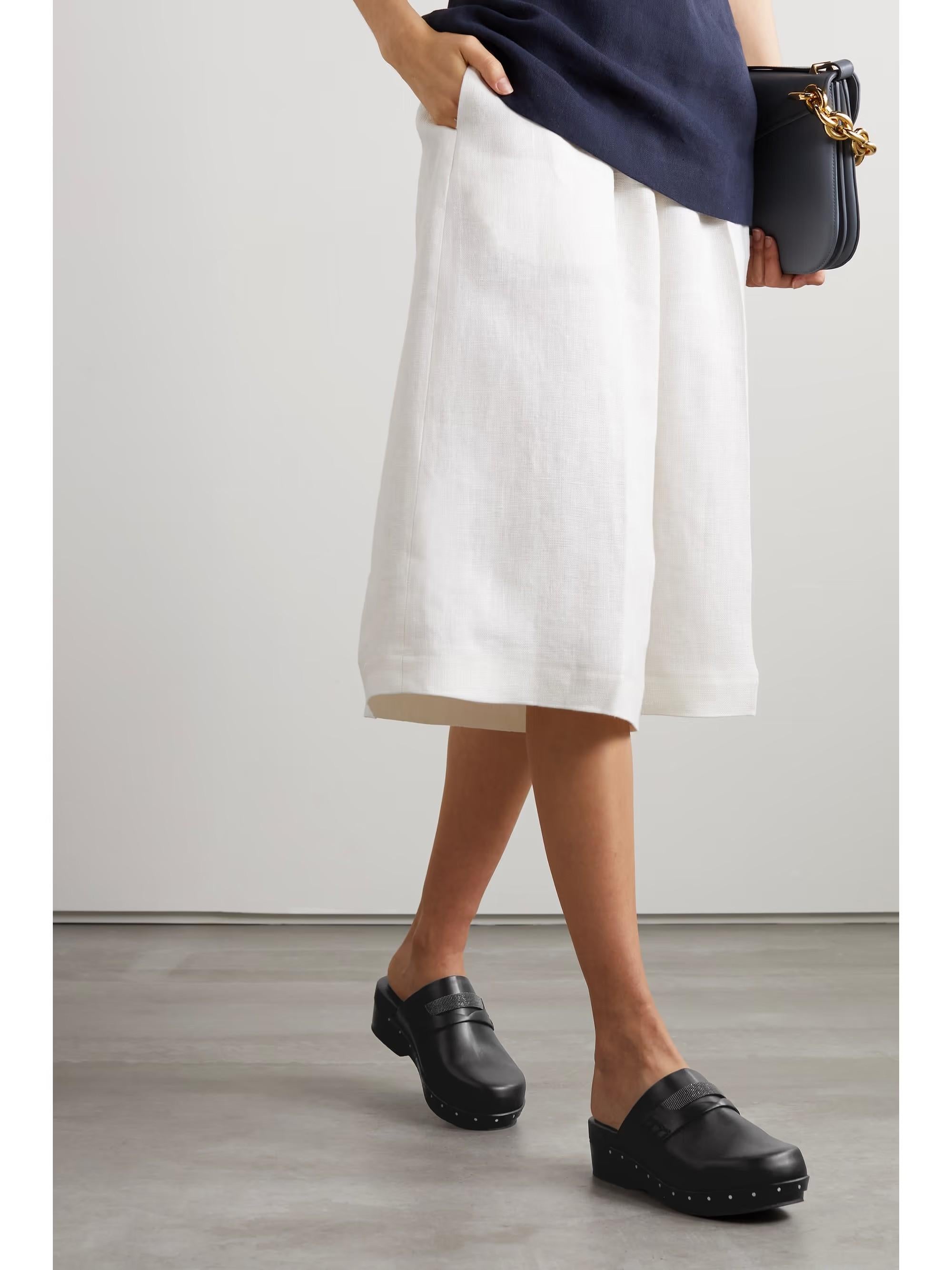 BRUNELLO CUCINELLI Schwarzes Leder 2022 MONILI CLOGS flache Schuhe aus Leder 38 im Angebot 5