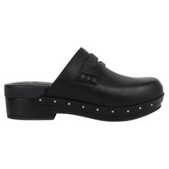BRUNELLO CUCINELLI cuero negro 2022 MONILI CLOGS Zapatos planos 38