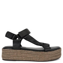 BRUNELLO CUCINELLI schwarze MONILI PLATFORM ESPADRILLE Sandalen aus Leder 38