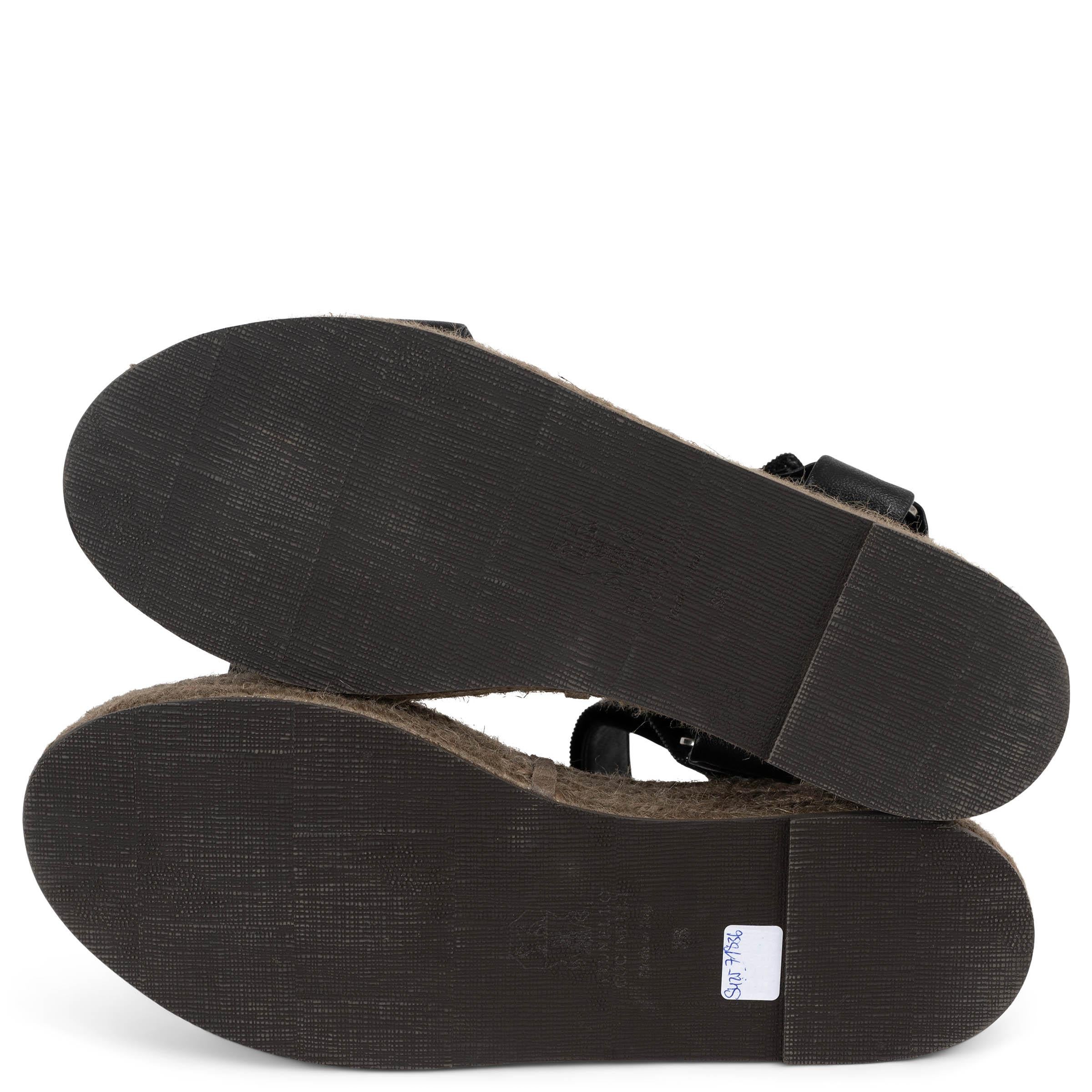 BRUNELLO CUCINELLI schwarze MONILI PLATFORM ESPADRILLE Sandalen aus Leder 38 im Angebot 3
