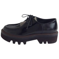 Brunello Cucinelli Black Leather Platform Oxfords w/ Microbeads Sz36.5 (Us6.5)