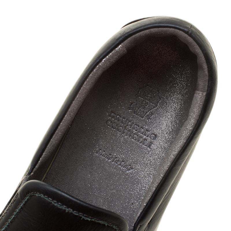 Brunello Cucinelli Black Leather Slip On Sneakers Size 37.5 2