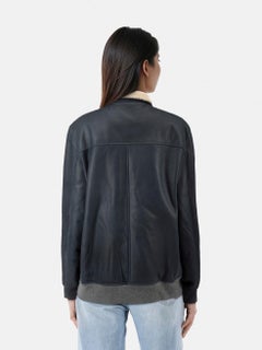 Brunello Cucinelli Black Leather Utility Jacket Size XL