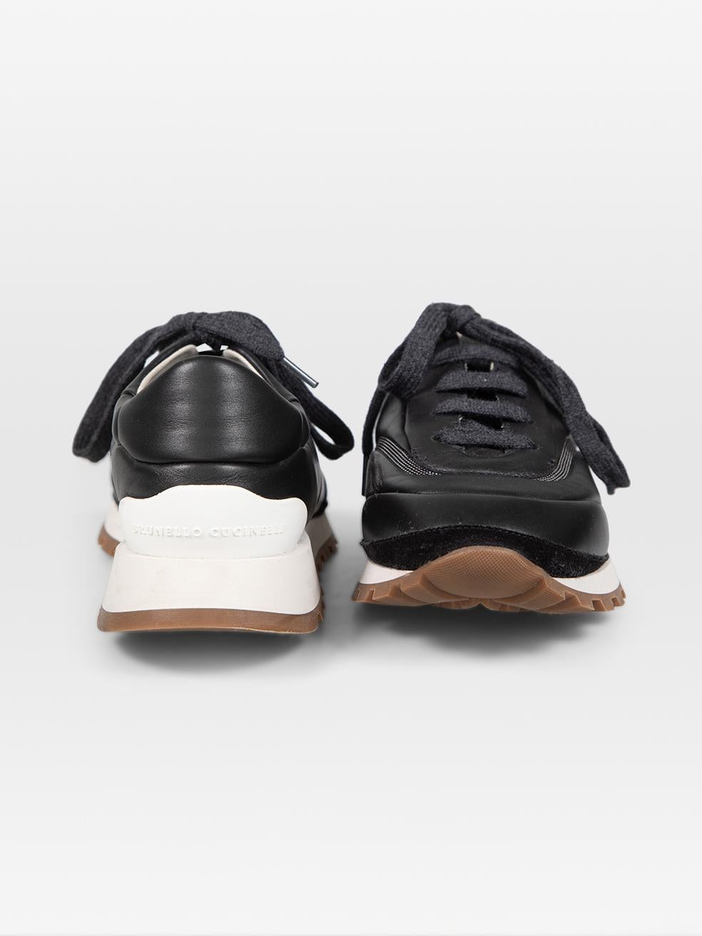 Brunello Cucinelli Black Monili-Chain Trainers Size IT 41 In Good Condition For Sale In London, GB