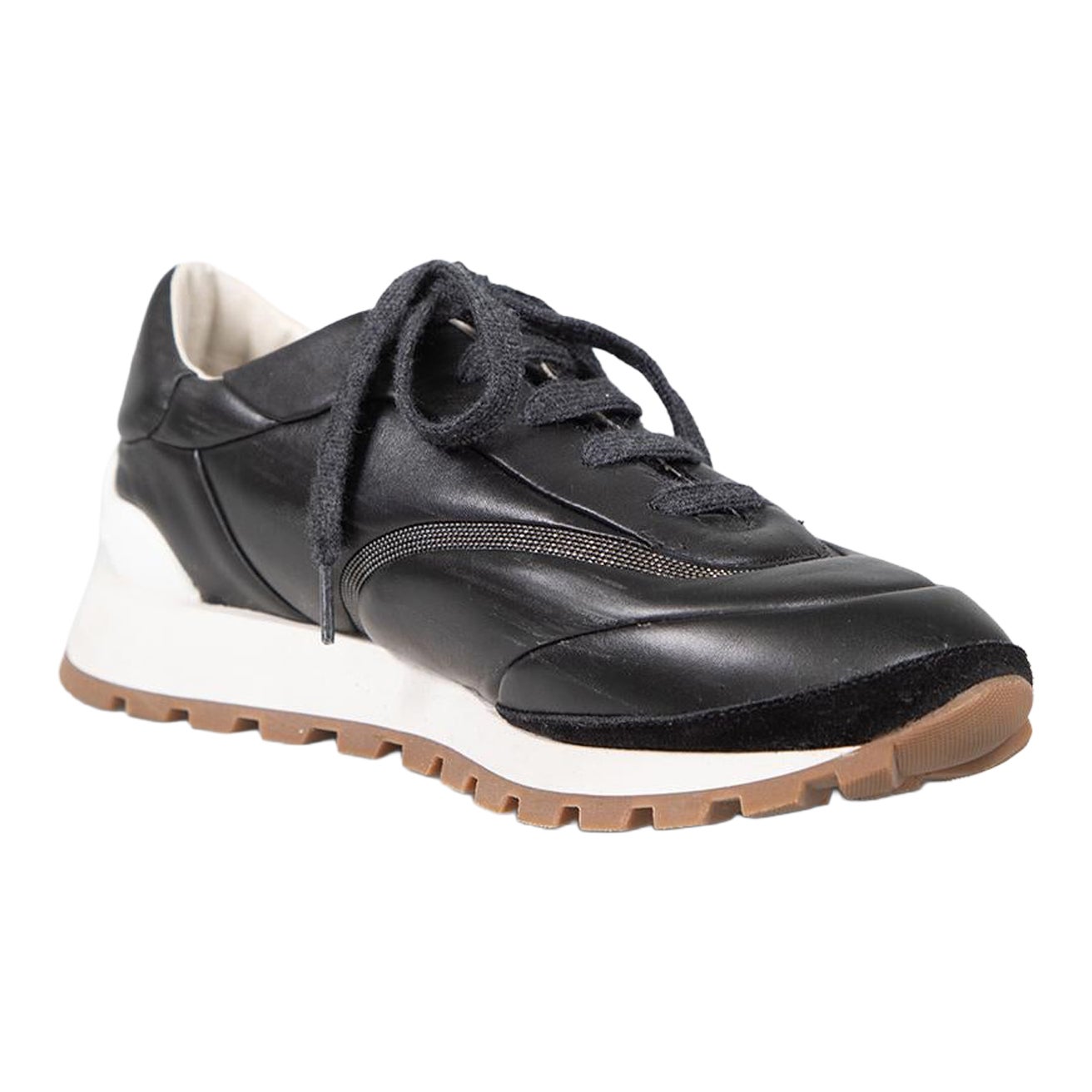 Brunello Cucinelli Black Monili-Chain Trainers Size IT 41 For Sale