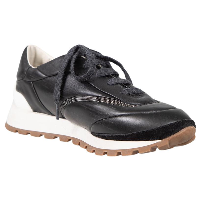 Brunello Cucinelli Black Monili-Chain Trainers Size IT 41 For Sale