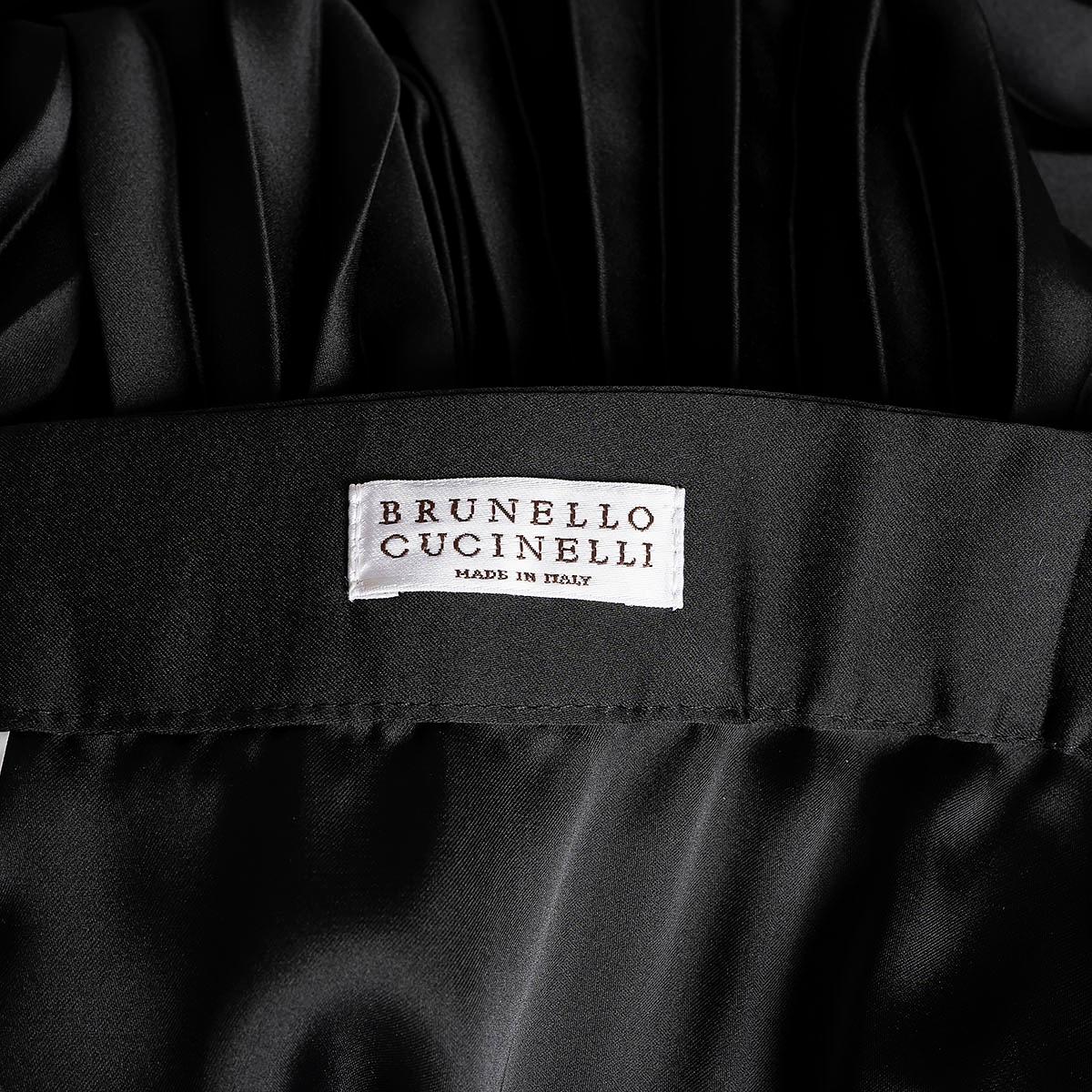 Women's BRUNELLO CUCINELLI black polyester PLEATE BELTED WRAP Skirt 42 M