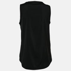 Brunello Cucinelli Black Printed Silk Monili Bead Detail Tank Top M