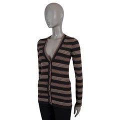 BRUNELLO CUCINELLI black red wool LUREX STRIPED Cardigan Sweater XS