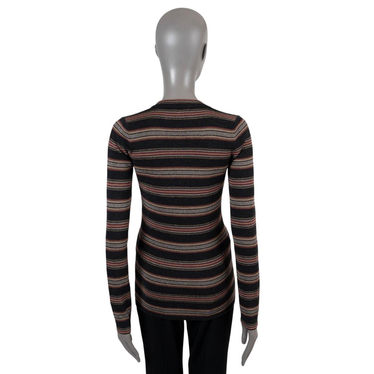 BRUNELLO CUCINELLI Cardigan STRIPED LUREX en laine noire rouge XS Excellent état - En vente à Zürich, CH