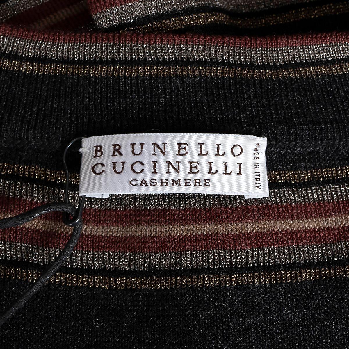 BRUNELLO CUCINELLI black red wool LUREX STRIPED Cardigan Sweater XS For Sale 2