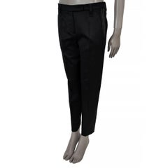 BRUNELLO CUCINELLI black sateen wool 2018 MONILI SIDE STRIPE Pants 42 M