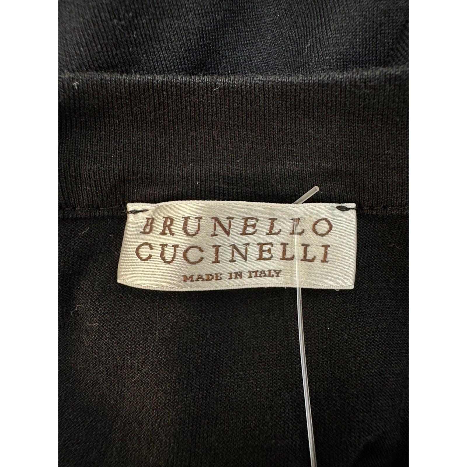 Brunello Cucinelli Camiseta de manga corta con rayas de raso negro S.T. en Bueno estado para la venta en Krakow, PL