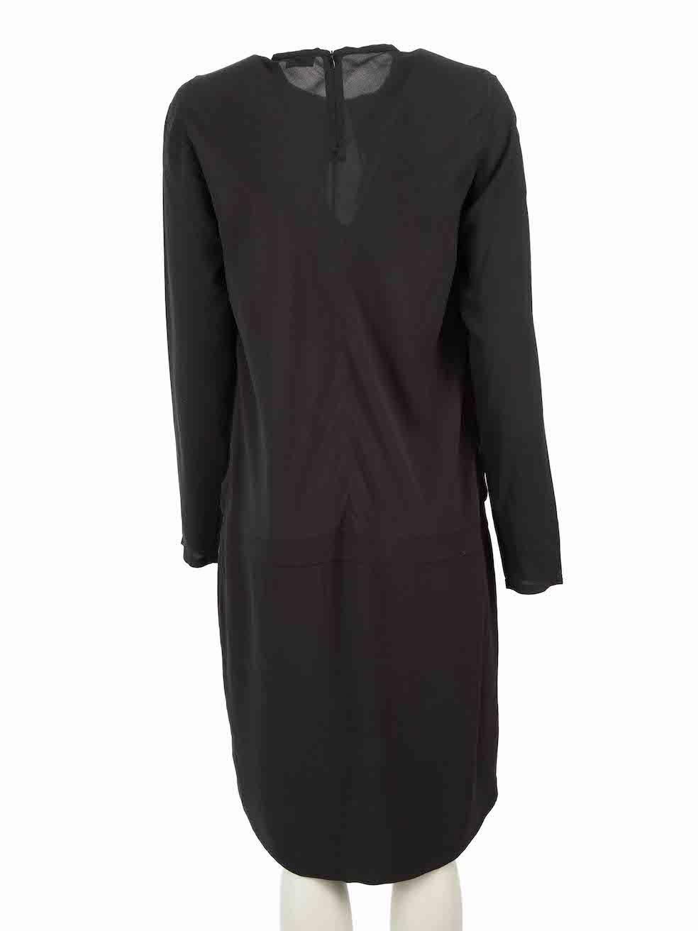 Brunello Cucinelli Black Silk Long Sleeve Dress Size L In Good Condition For Sale In London, GB