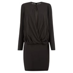 Brunello Cucinelli - Robe à manches longues en soie noire, taille L