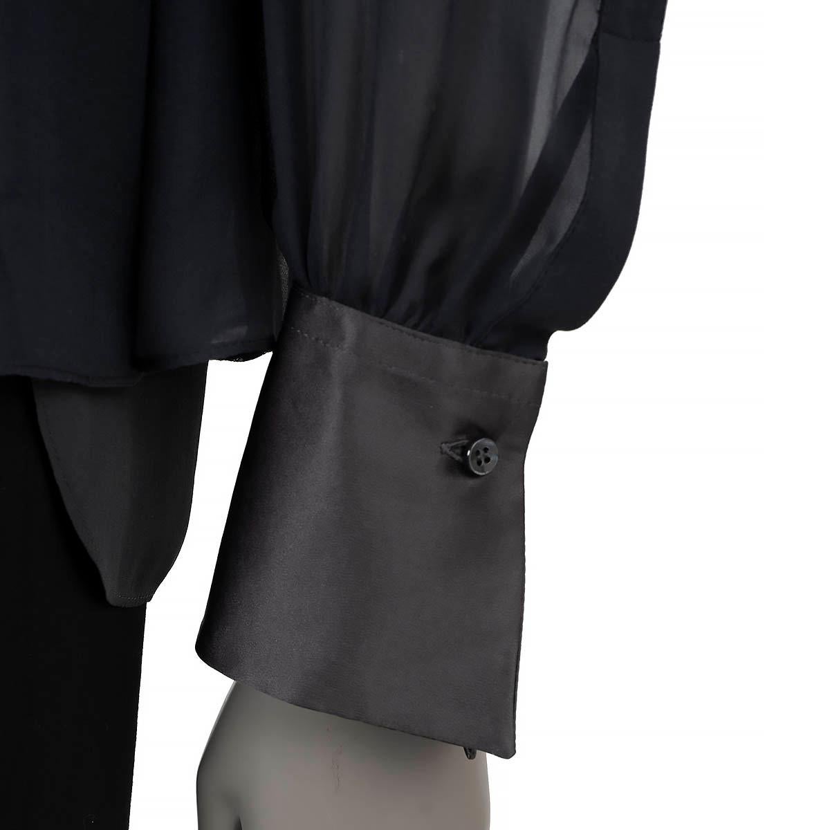 BRUNELLO CUCINELLI schwarzes Seidenhemd MONILI TRIM HIGH-NECK aus Seide XS im Angebot 2