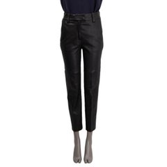 BRUNELLO CUCINELLI - Pantalon CIGARETTE en cuir stretch noir, 40 S