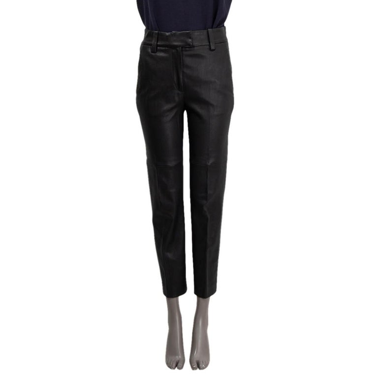 BRUNELLO CUCINELLI black STRETCH LEATHER CIGARETTE Pants 40 S For Sale at  1stDibs