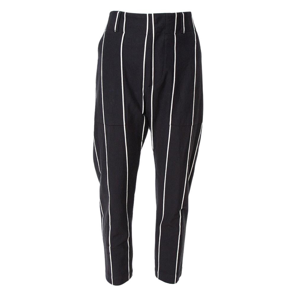 Brunello Cucinelli Black Striped Cotton Tapered Pants M