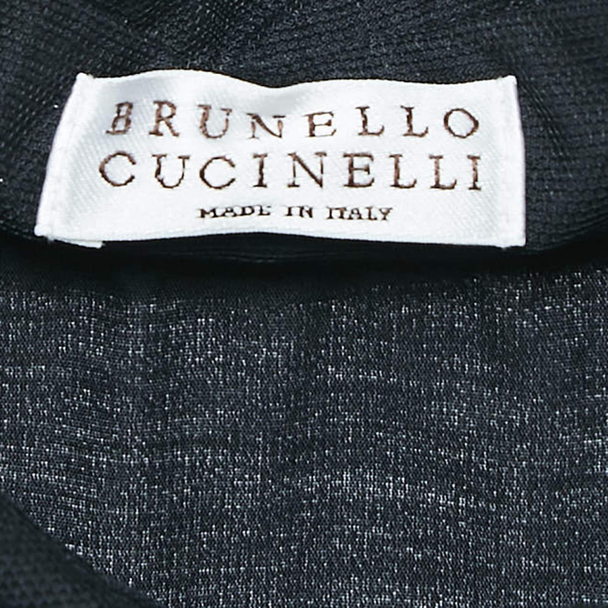 Women's Brunello Cucinelli Black Tulle Waist Tie-Up Detail Midi Dress L For Sale