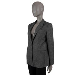 BRUNELLO CUCINELLI black white wool HERRINGBONE Blazer Jacket 42 M