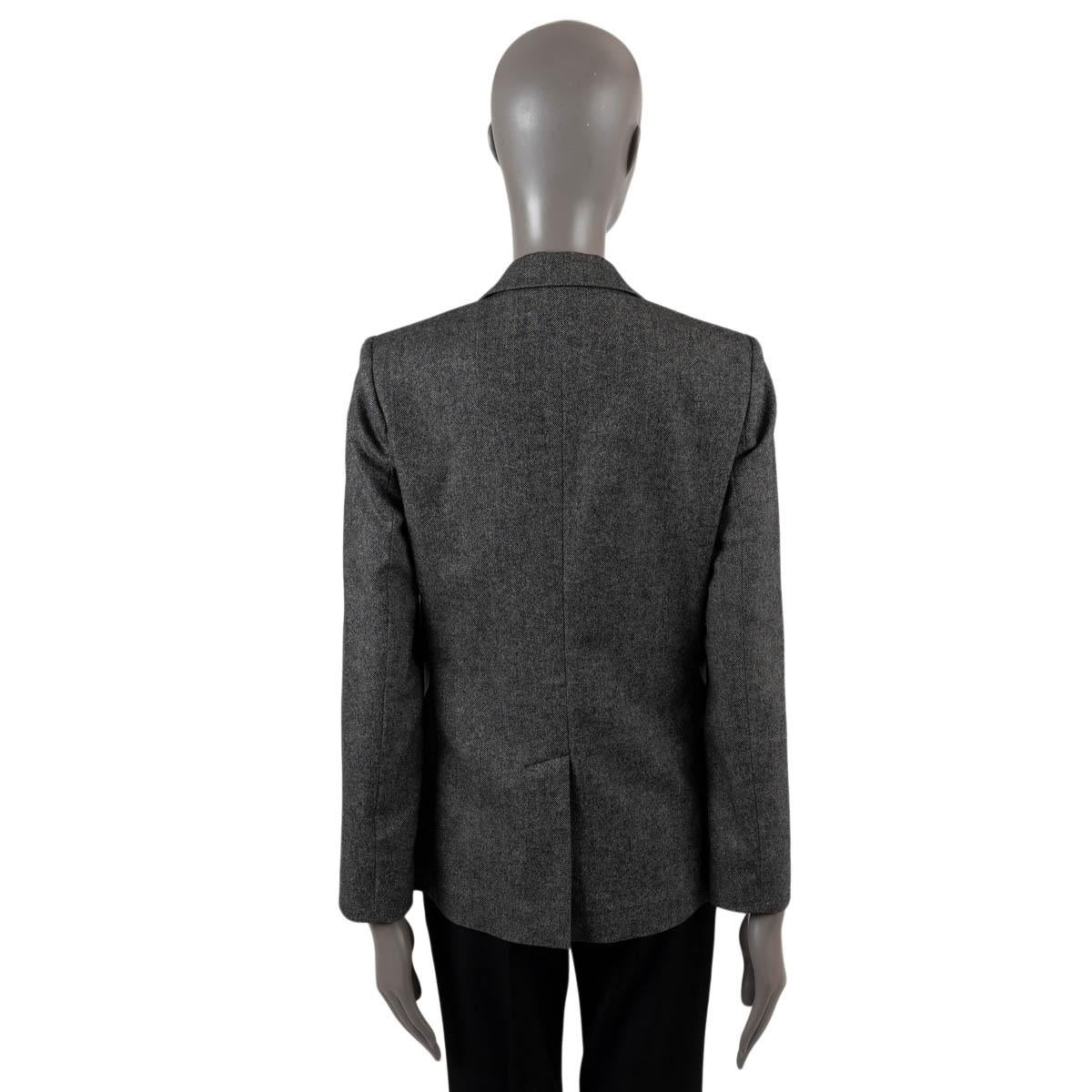 BRUNELLO CUCINELLI black white wool HERRINGBONE Blazer Jacket 42 M In Excellent Condition For Sale In Zürich, CH