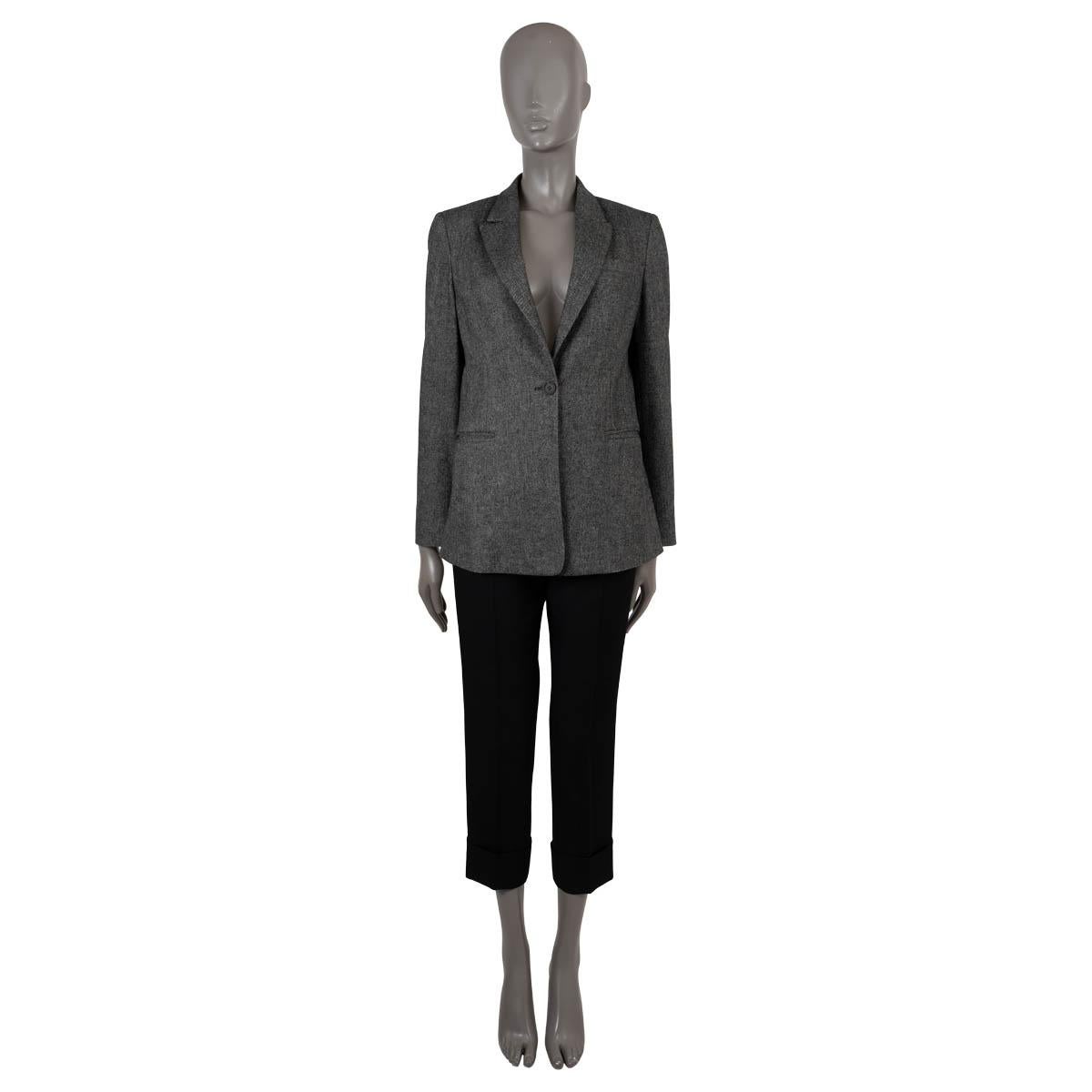 Women's BRUNELLO CUCINELLI black white wool HERRINGBONE Blazer Jacket 42 M For Sale