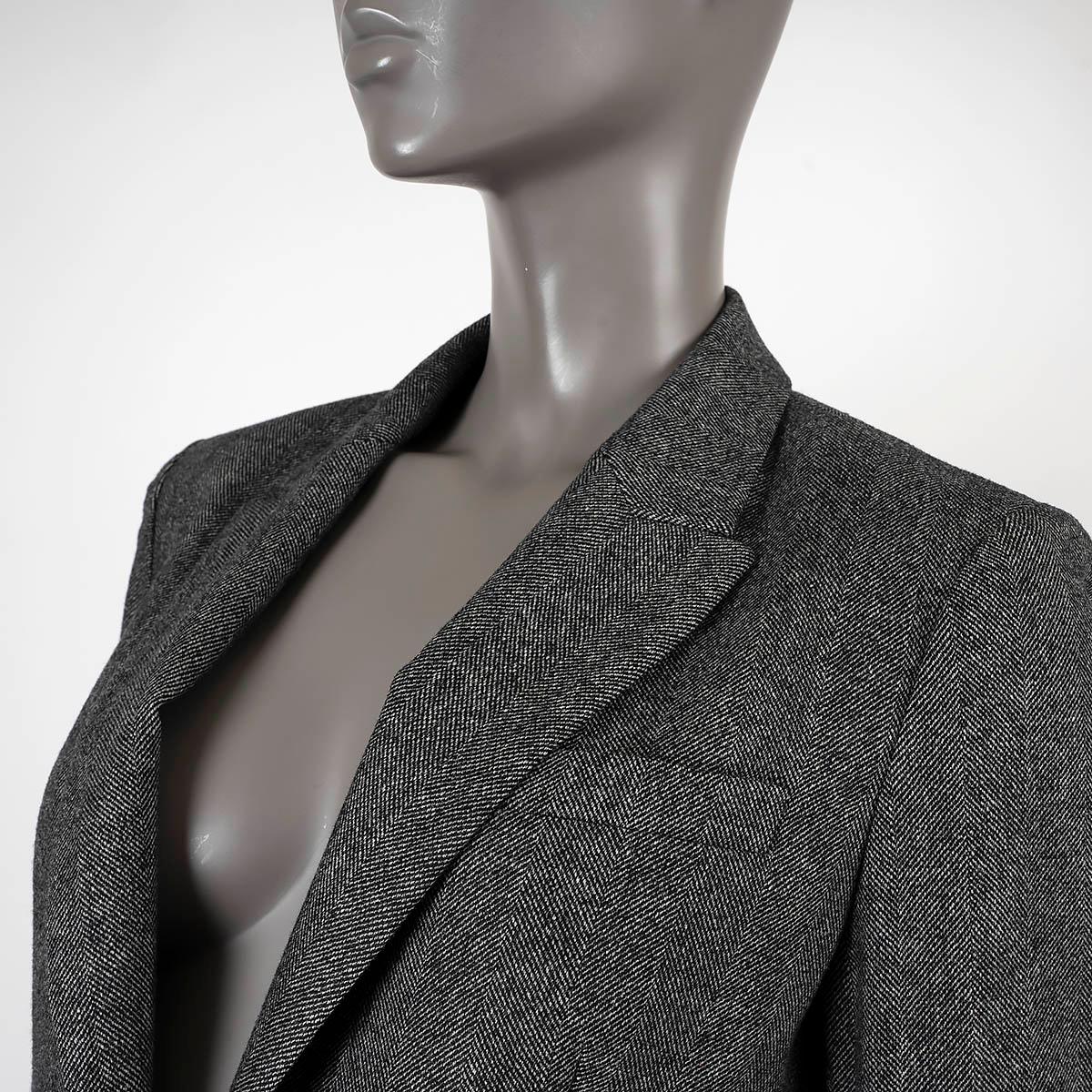 BRUNELLO CUCINELLI black white wool HERRINGBONE Blazer Jacket 42 M For Sale 1