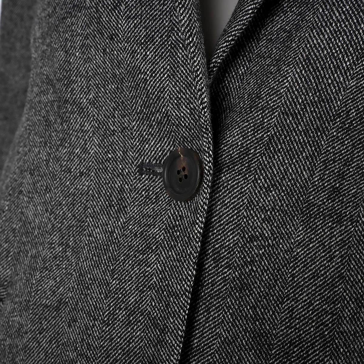 BRUNELLO CUCINELLI black white wool HERRINGBONE Blazer Jacket 42 M For Sale 2