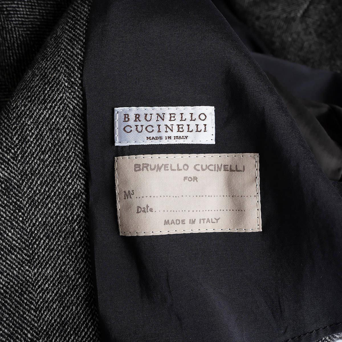 BRUNELLO CUCINELLI black white wool HERRINGBONE Blazer Jacket 42 M For Sale 3