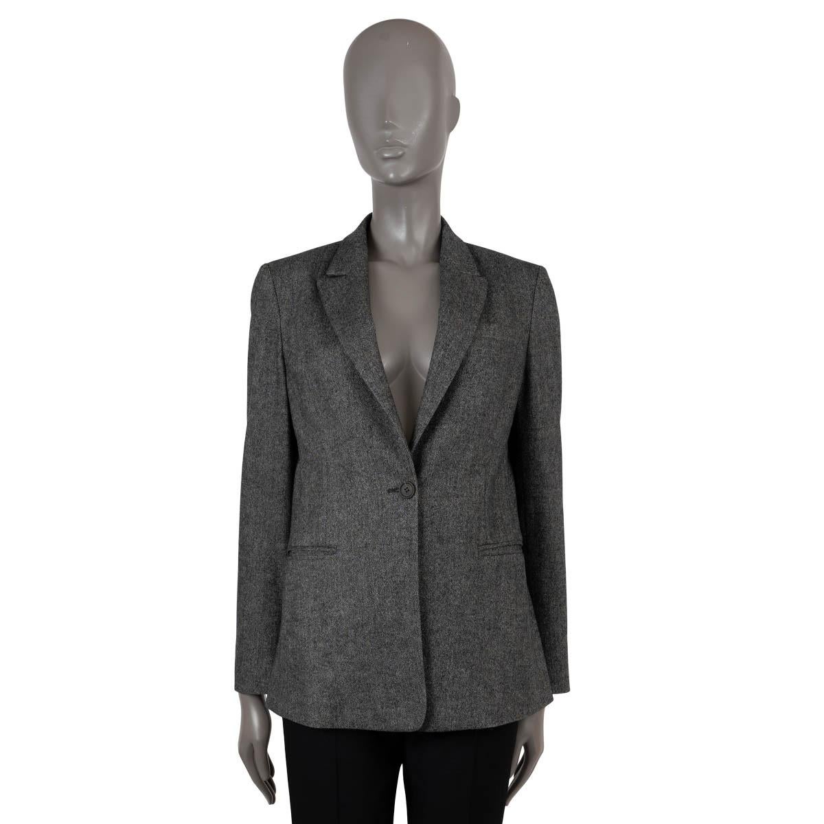 BRUNELLO CUCINELLI black white wool HERRINGBONE Blazer Jacket 42 M For Sale