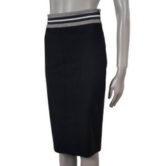 BRUNELLO CUCINELLI schwarz Wolle 2017 LUREX WAIST BAND PENCIL Rock 40 S