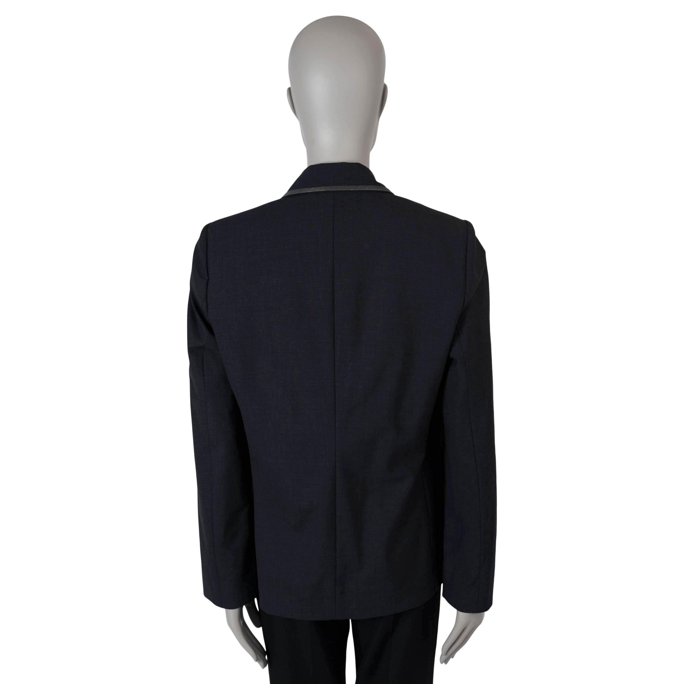 Nero Brunello Cucinelli giacca blazer in misto lana nera MONILI TRIM 44 L. in vendita