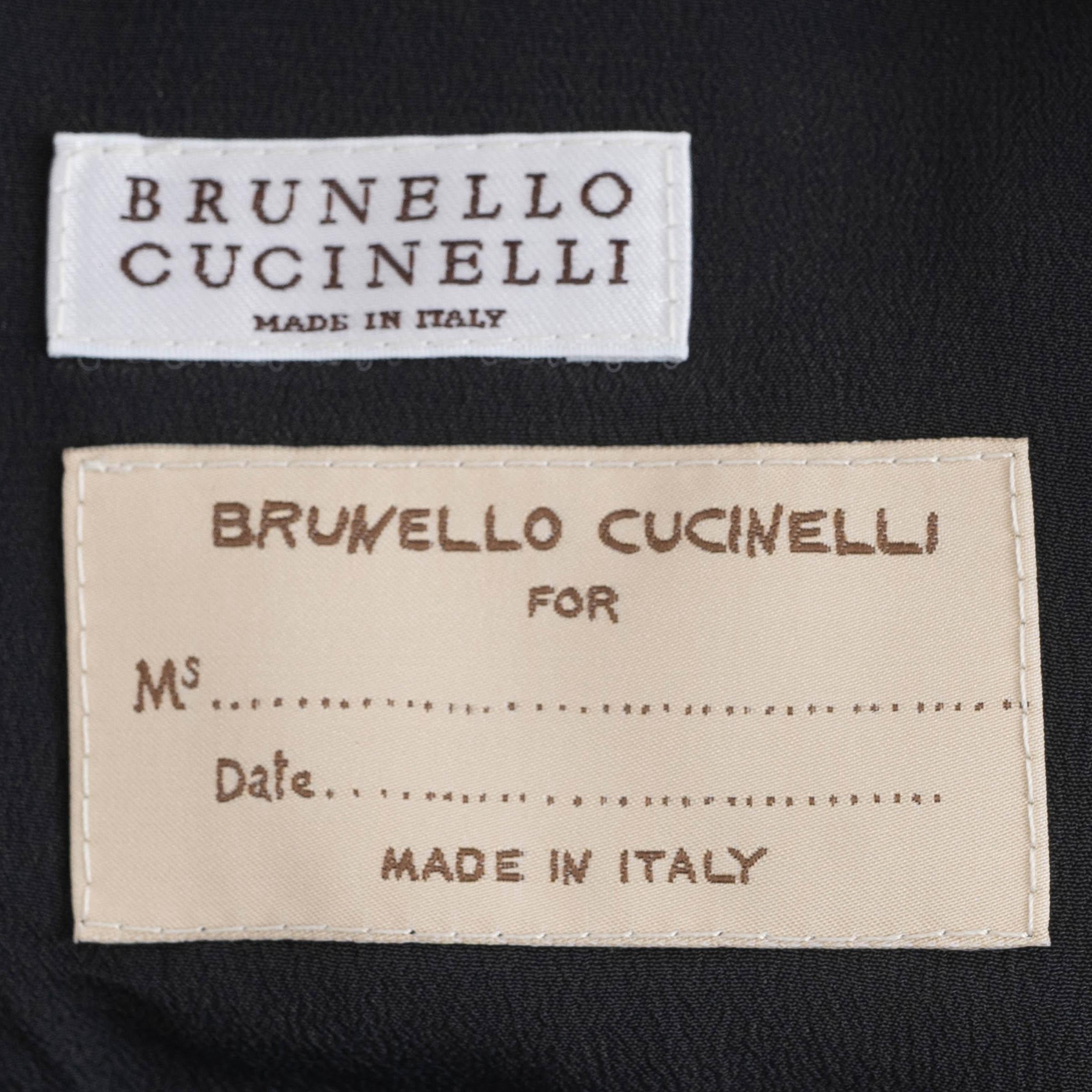 Brunello Cucinelli giacca blazer in misto lana nera MONILI TRIM 44 L. in vendita 1