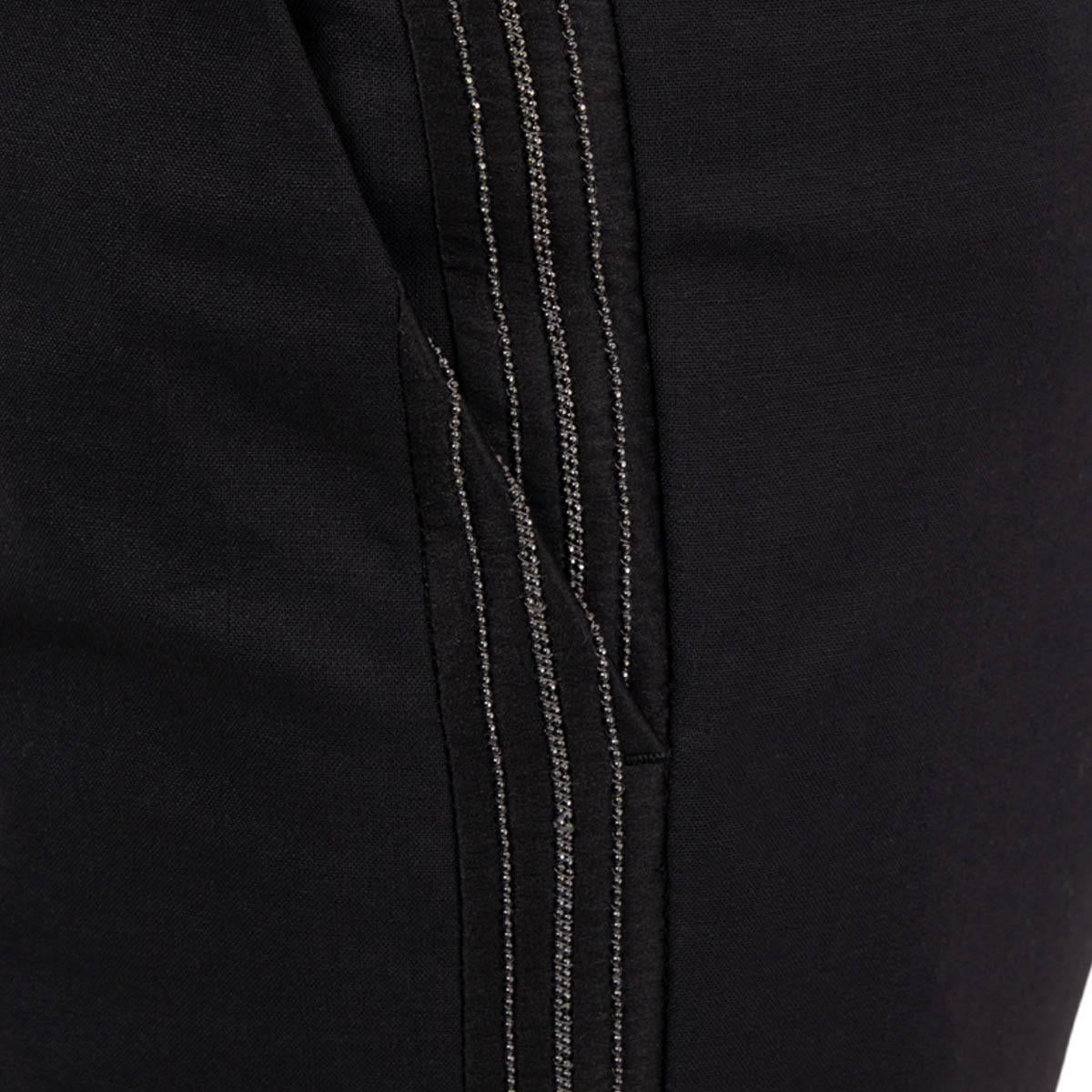 BRUNELLO CUCINELLI black wool MOLINI CIGARETTE Pants 38 XS In Excellent Condition For Sale In Zürich, CH