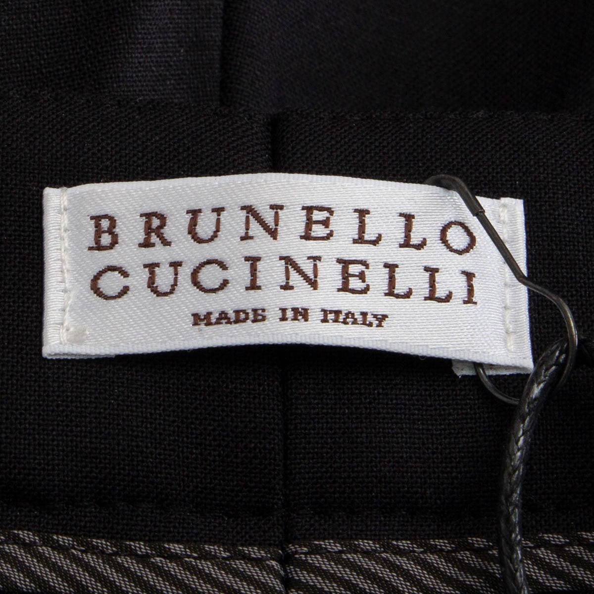 Women's BRUNELLO CUCINELLI black wool MOLINI CIGARETTE Pants 38 XS For Sale