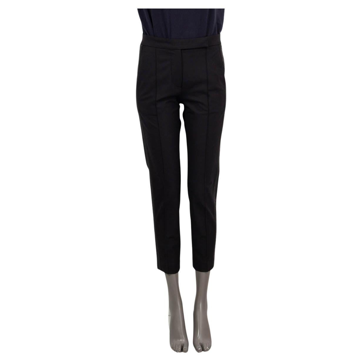 BRUNELLO CUCINELLI black wool MOLINI CIGARETTE Pants 38 XS For Sale