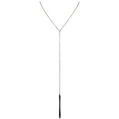 Brunello Cucinelli Blackened Sterling Siver Y Chain Lariat Necklace