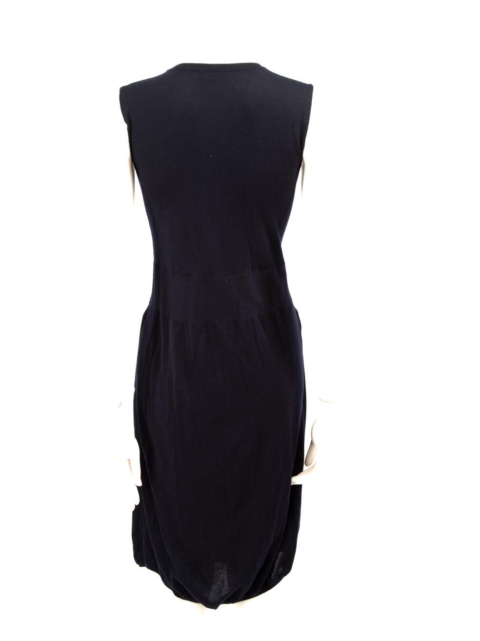 Black Brunello Cucinelli Blue Cashmere Belted Dress Size M For Sale