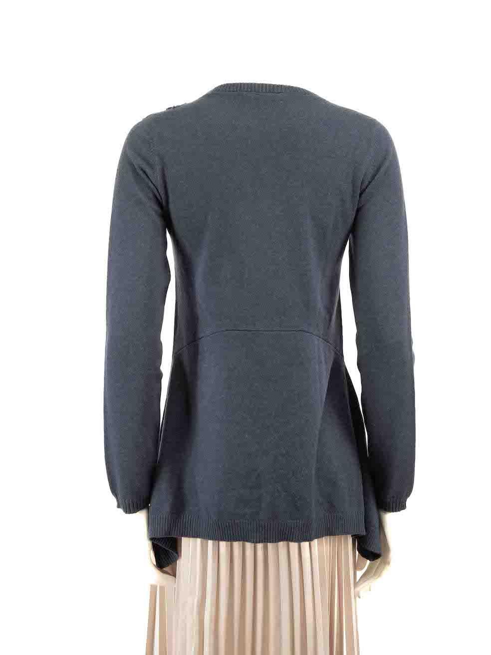 Brunello Cucinelli Blue Cashmere Floral Jumper Size M In Good Condition For Sale In London, GB