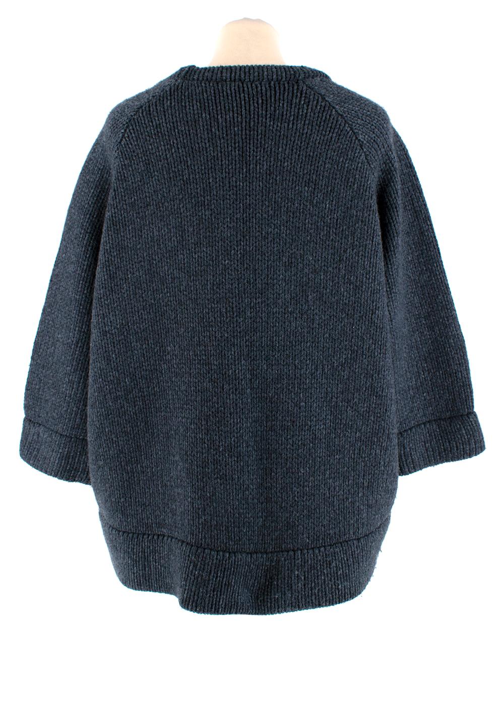 Brunello Cucinelli Jersey de cachemira azul con alma bordada Monili - Talla 6 Negro en venta